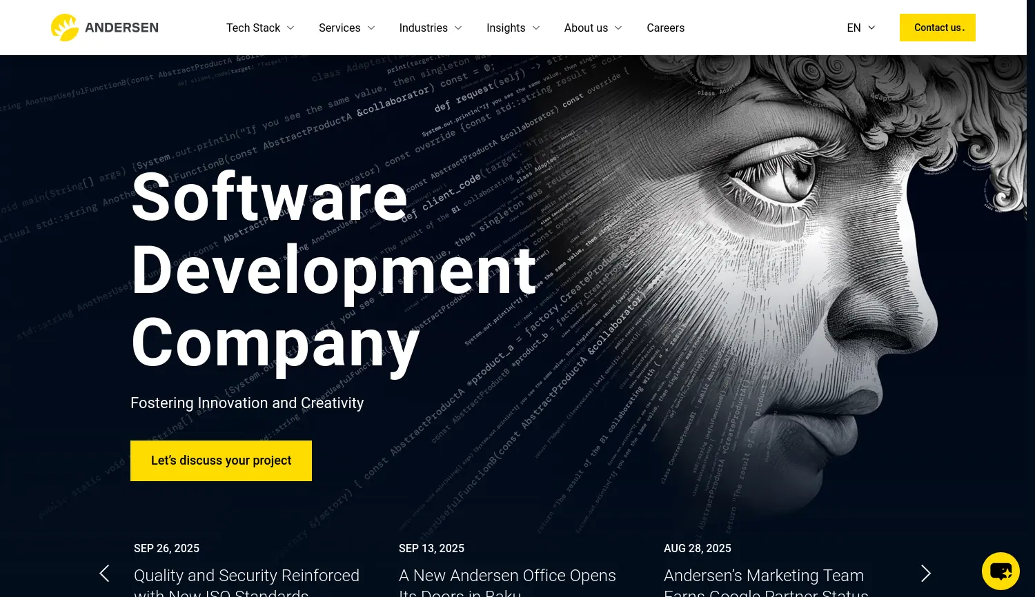 Website der Firma Andersen