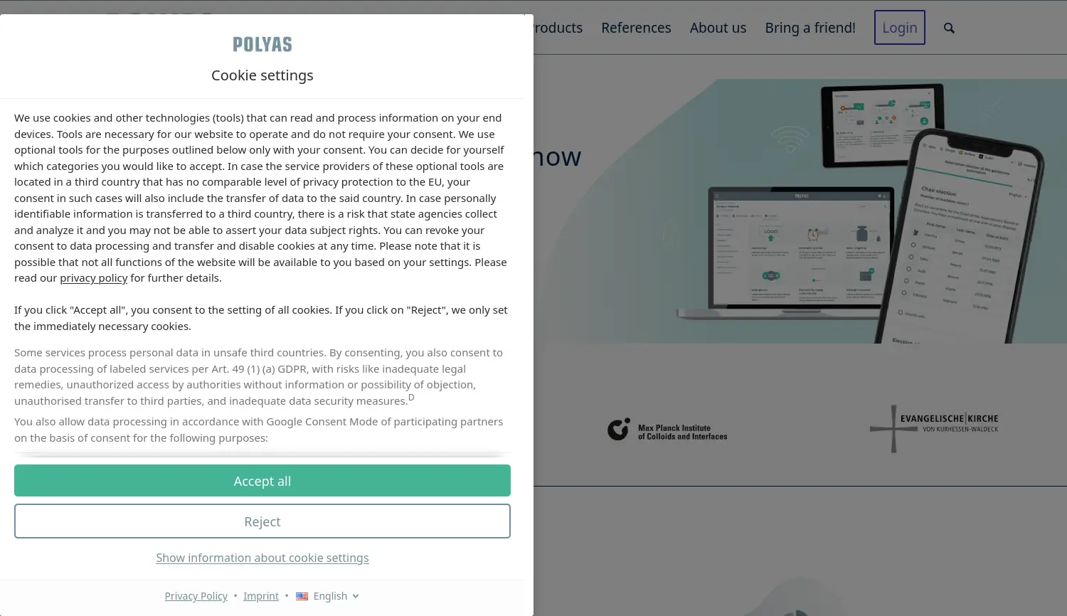 Website der Firma POLYAS