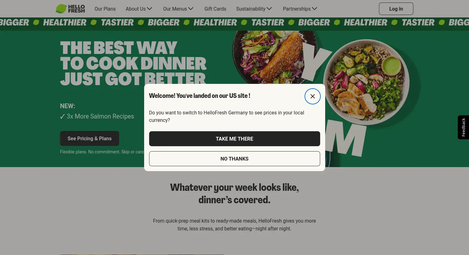 Website der Firma HelloFresh SE