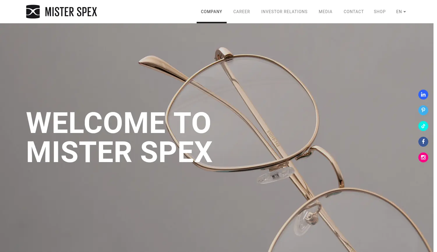 Website der Firma Mister Spex SE