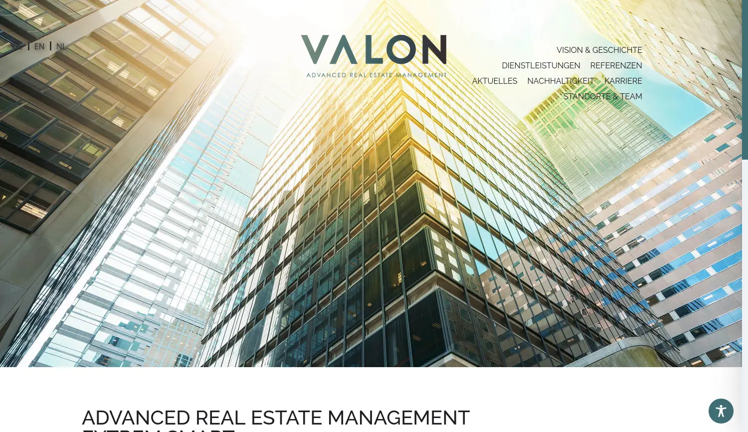 Website der Firma VALON Property Management GmbH