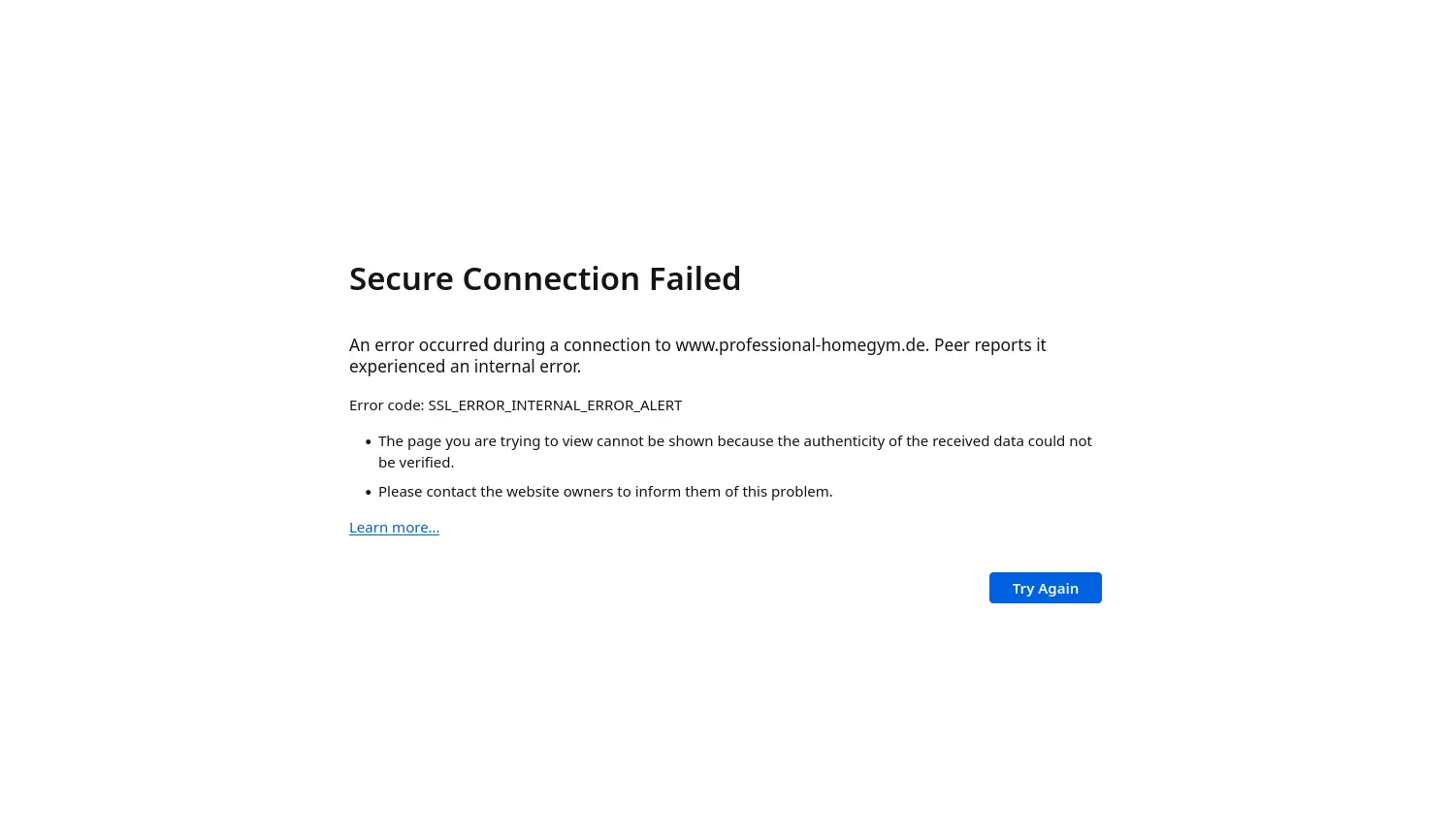 Website der Firma Professional HomeGym GmbH