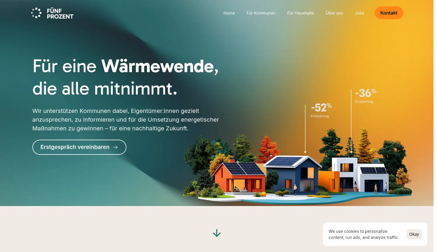 Website der Firma FÜNF PROZENT GmbH