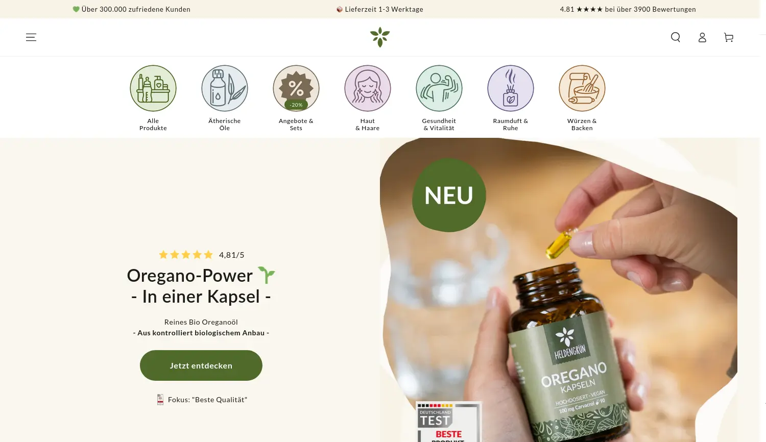 Website der Firma Heldengrün