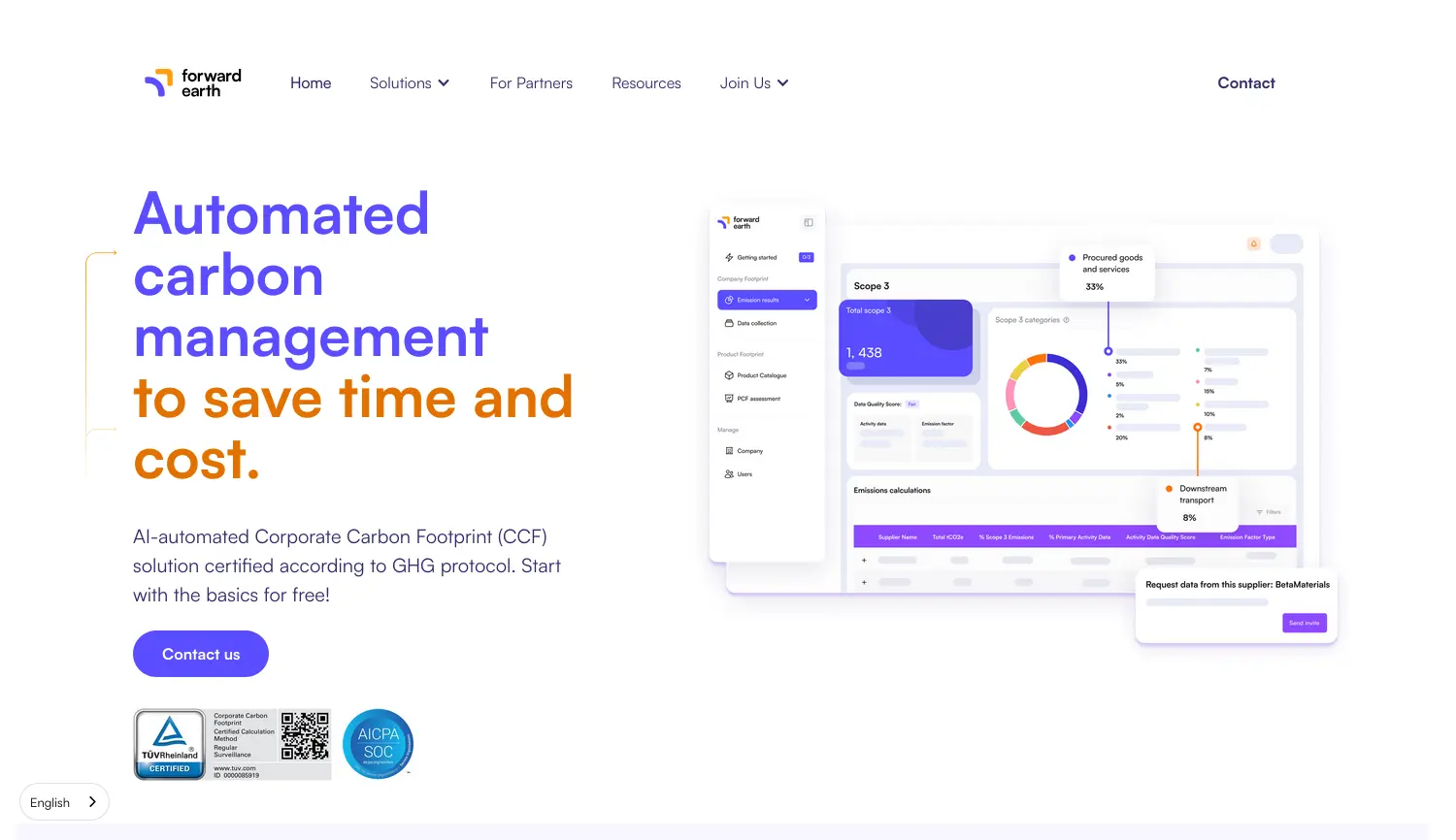 Website der Firma forward earth GmbH
