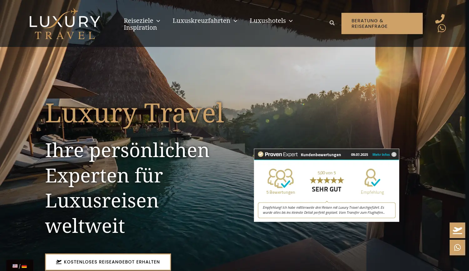 Website der Firma TICH Travel GmbH