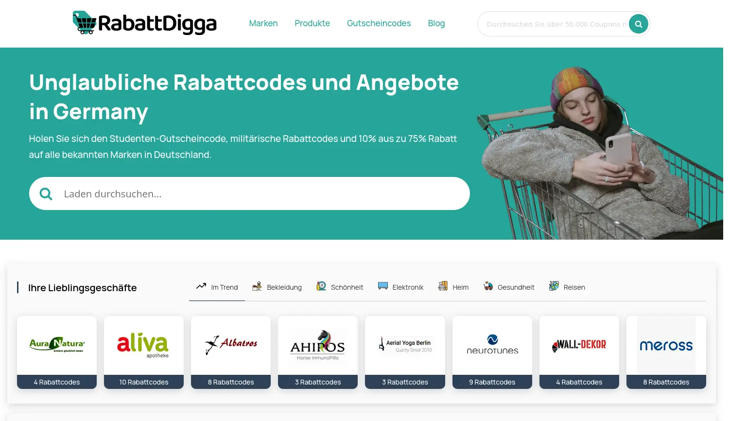 Website der Firma RabattDigga