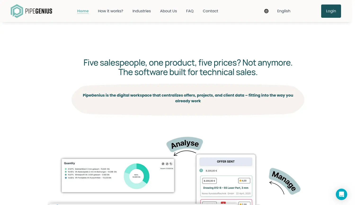 Website der Firma PipeGenius GmbH