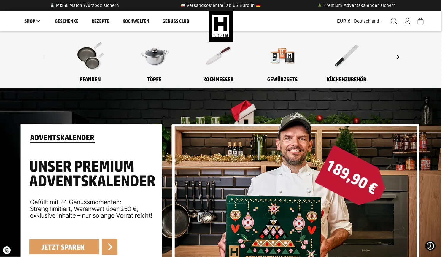 Website der Firma HENSSLERS