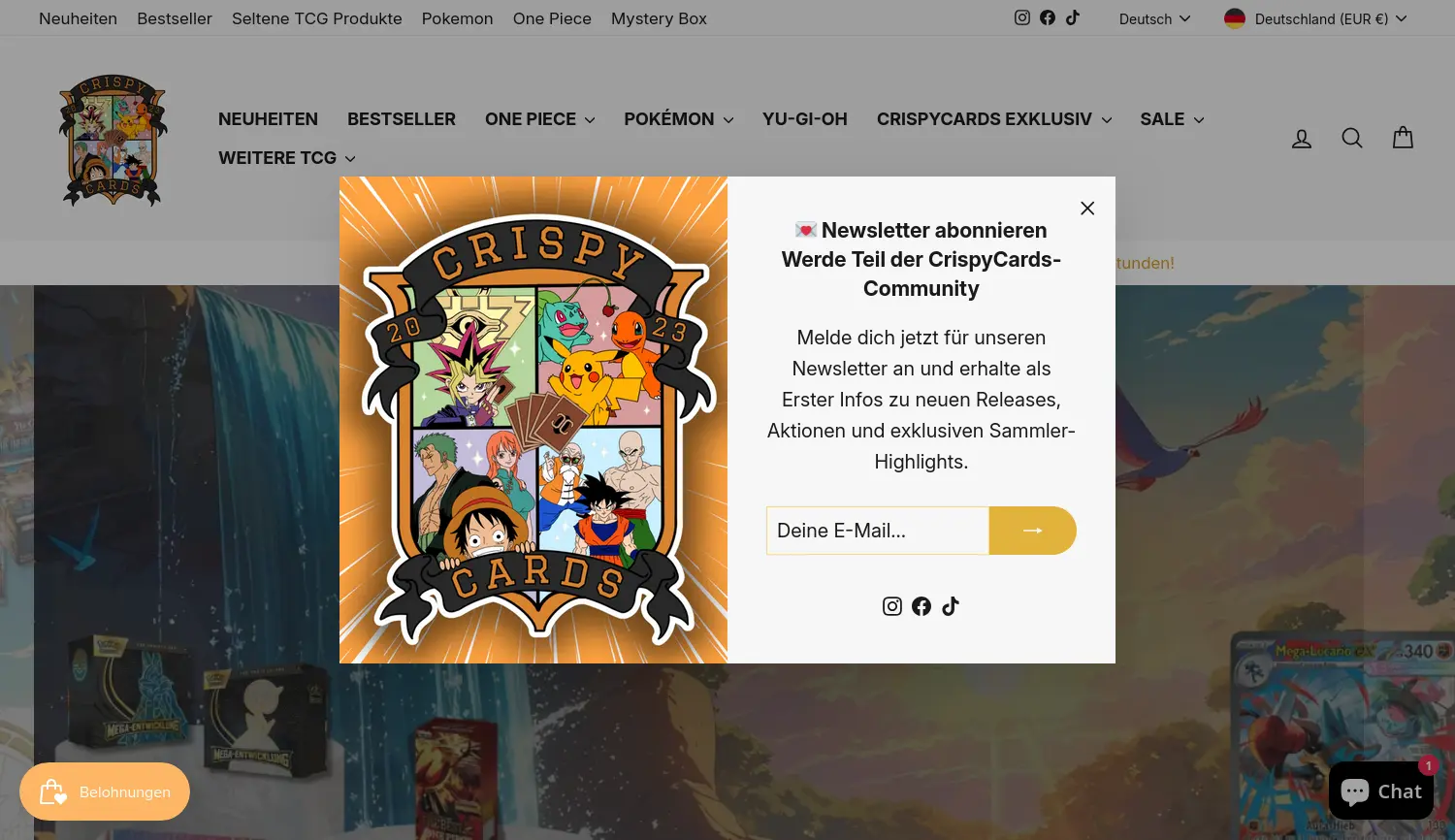 Website der Firma CrispyCards