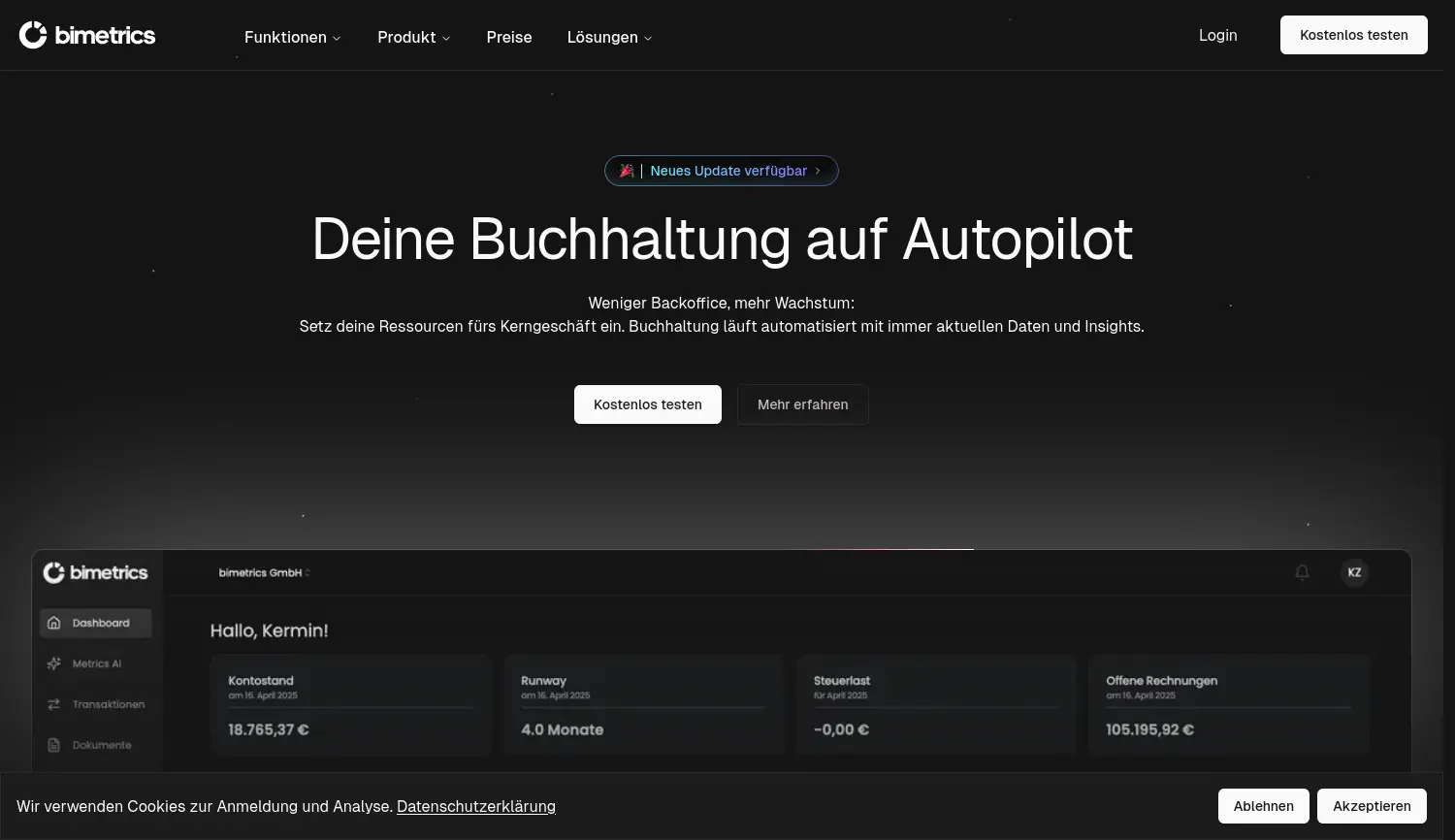 Website der Firma bimetrics