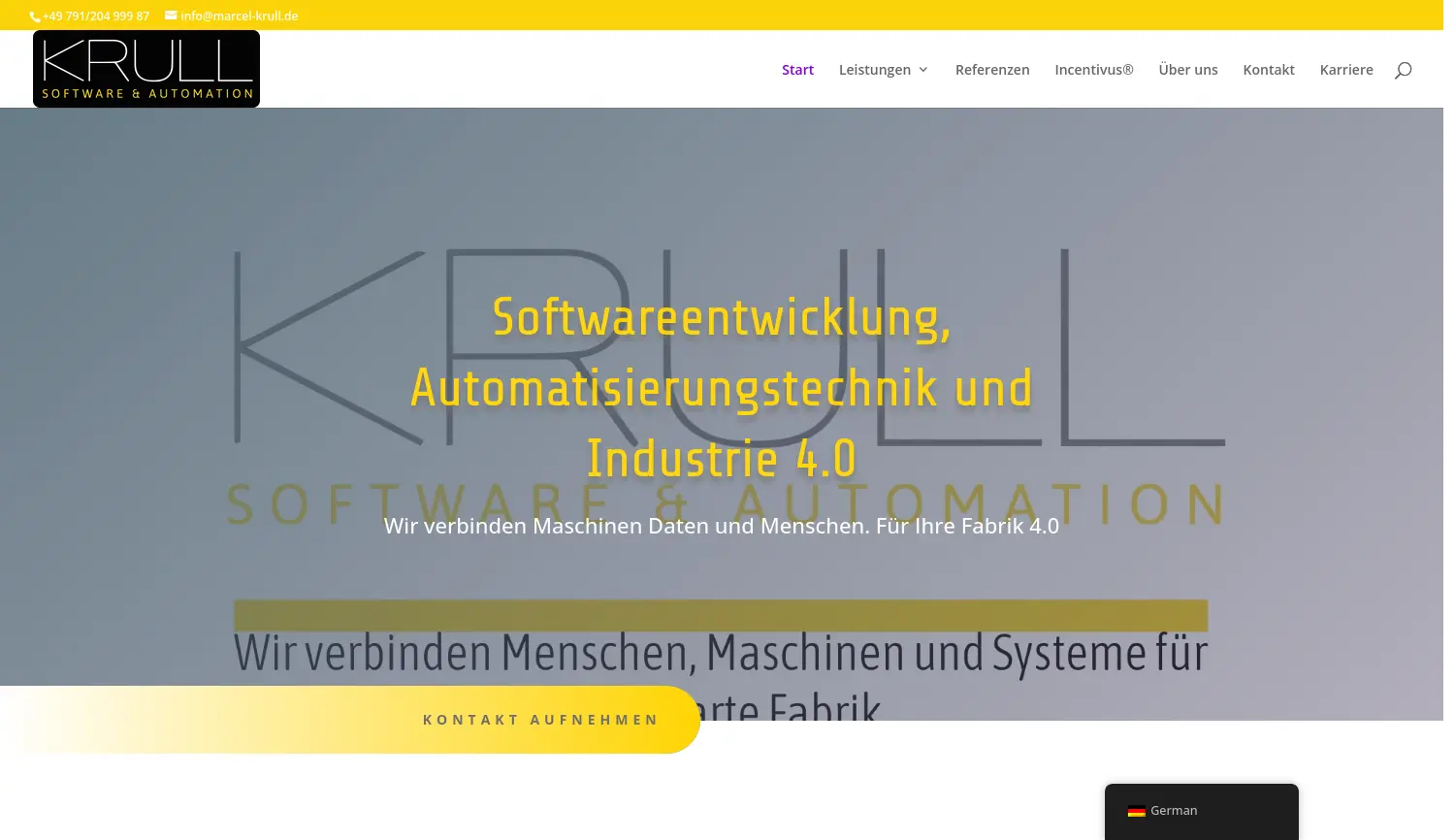 Website der Firma Krull Software & Automation GmbH