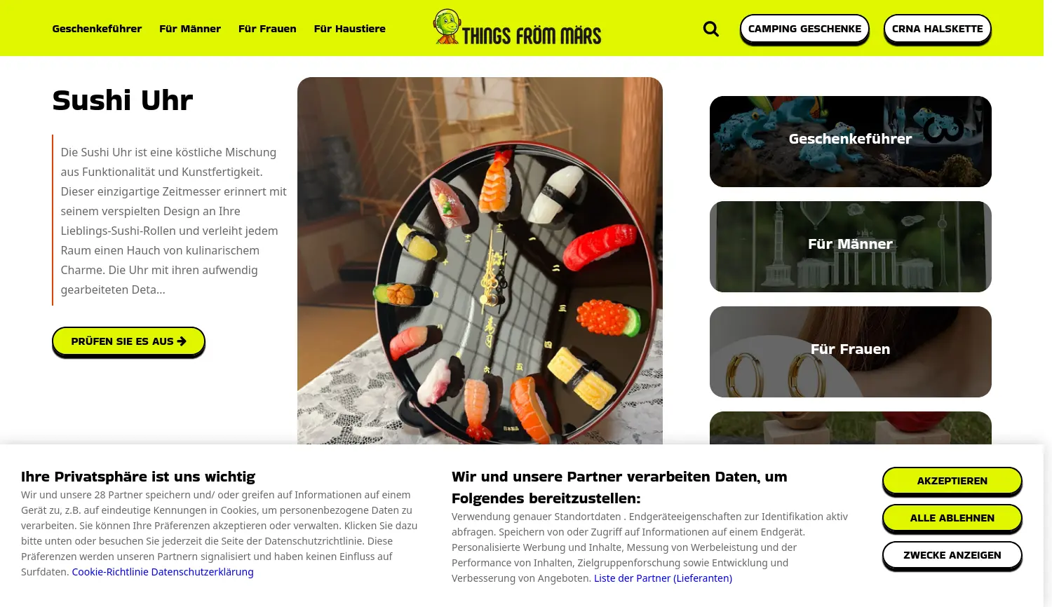 Website der Firma ThingsFromMars