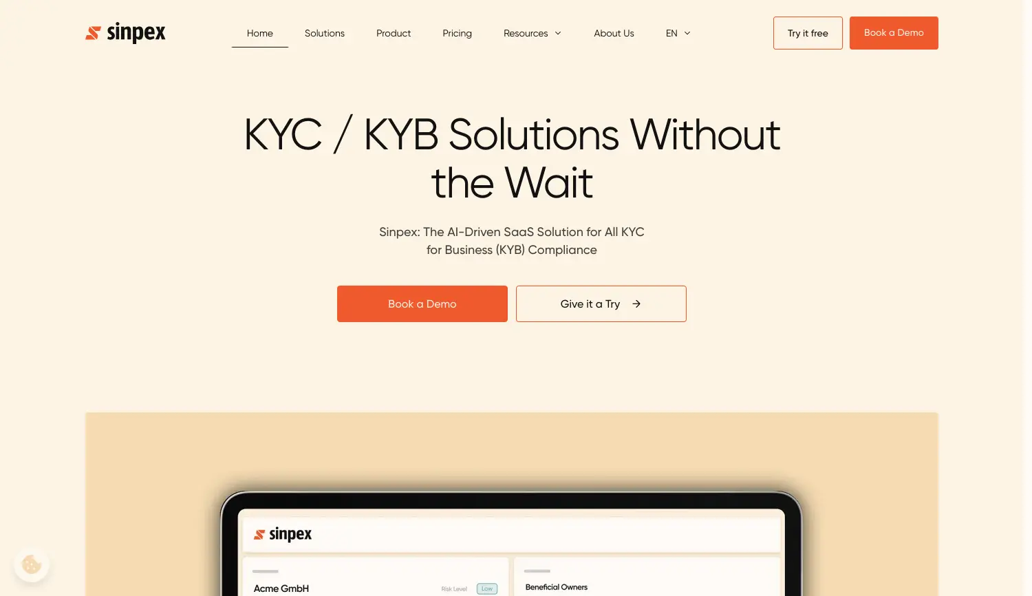 Website der Firma Sinpex GmbH