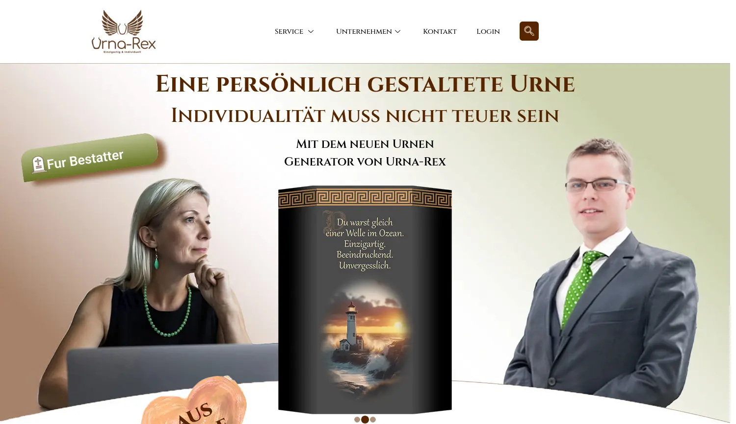 Website der Firma Urna-Rex GmbH