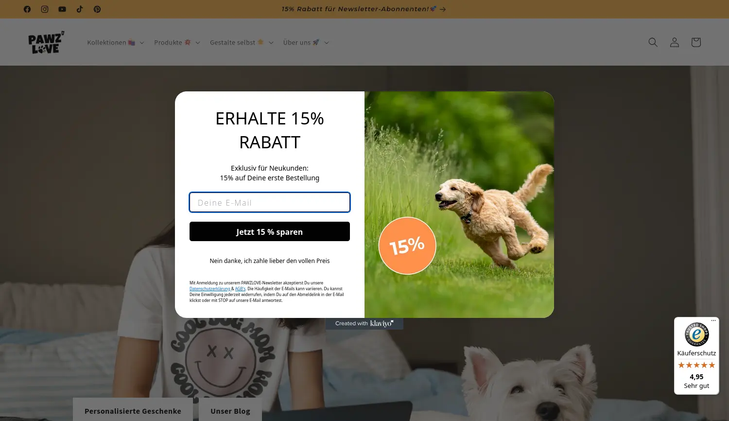 Website der Firma Pawzlove