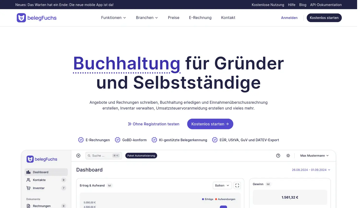 Website der Firma belegFuchs