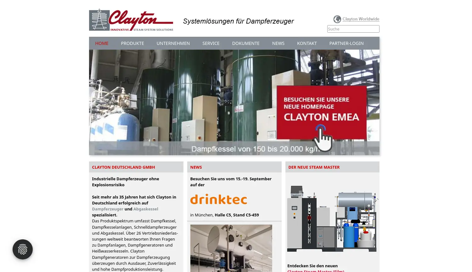Website der Firma Clayton Deutschland GmbH