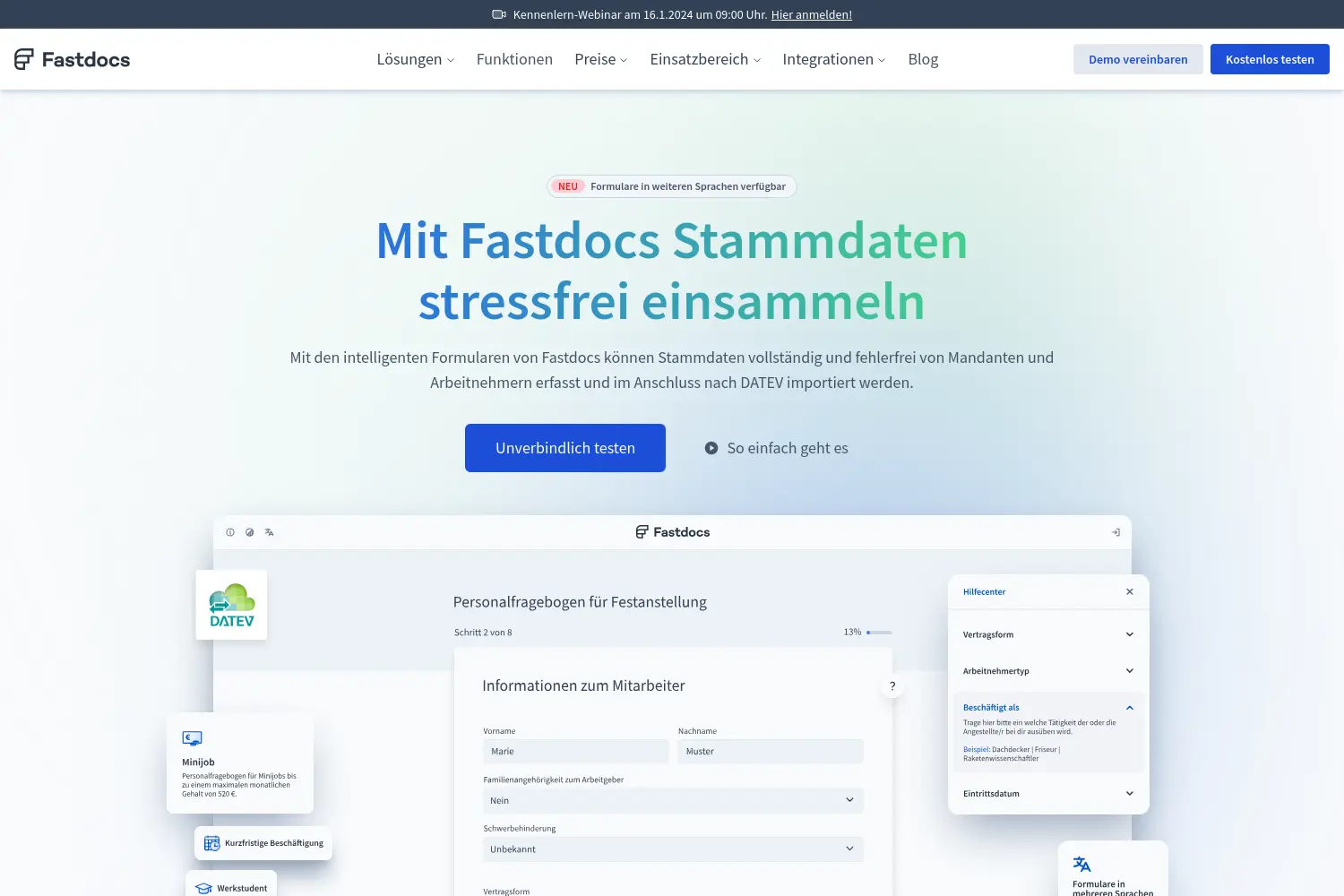 Website der Firma fastdocs.de GmbH