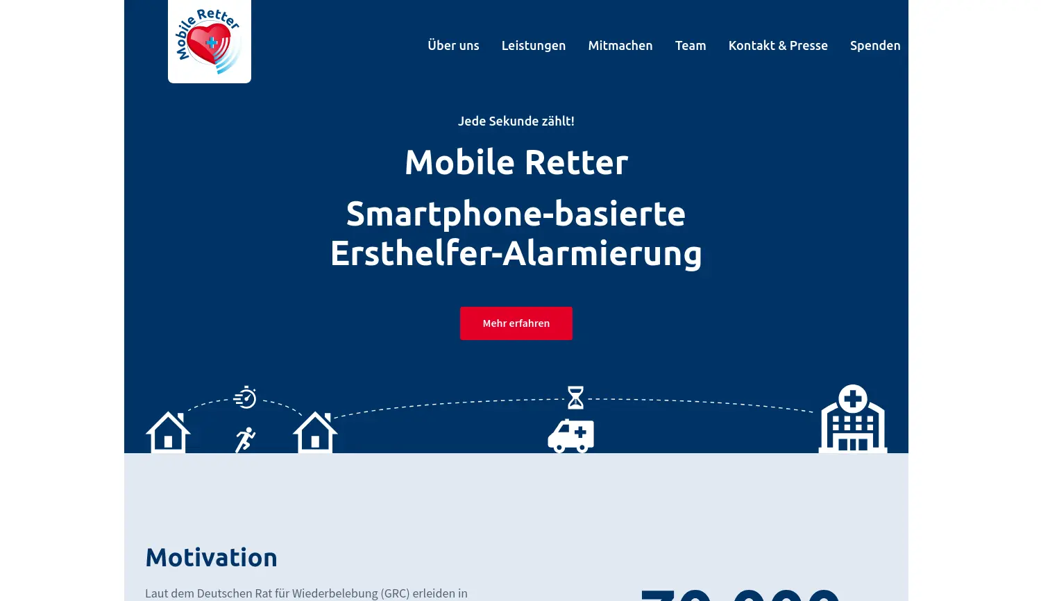 Website der Firma Mobile Retter e.V.