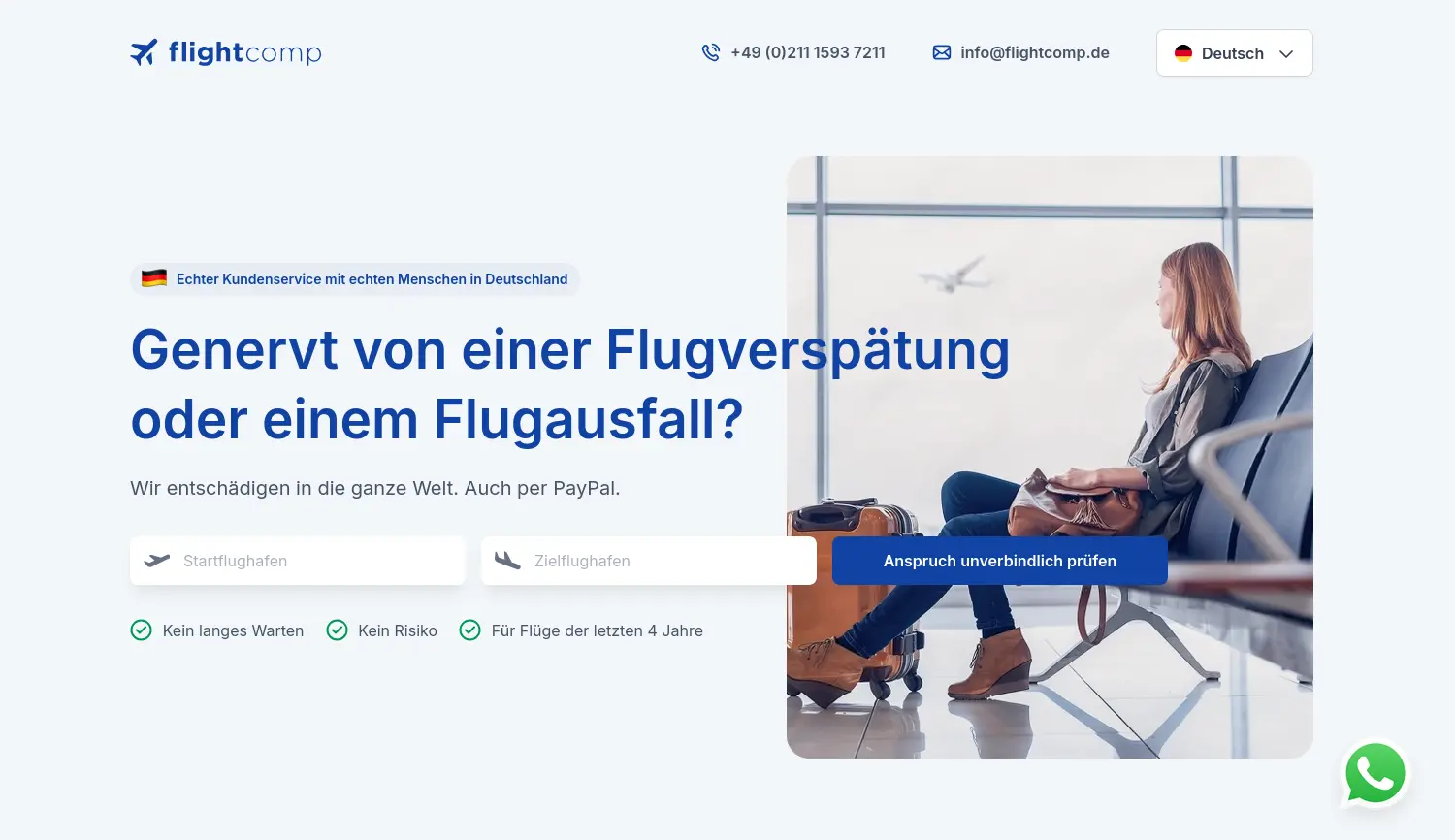 Website der Firma flightcomp.de GmbH