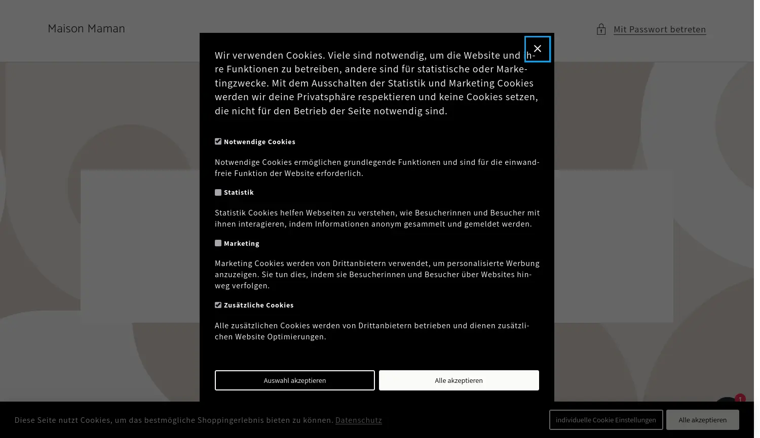 Website der Firma Maison Maman