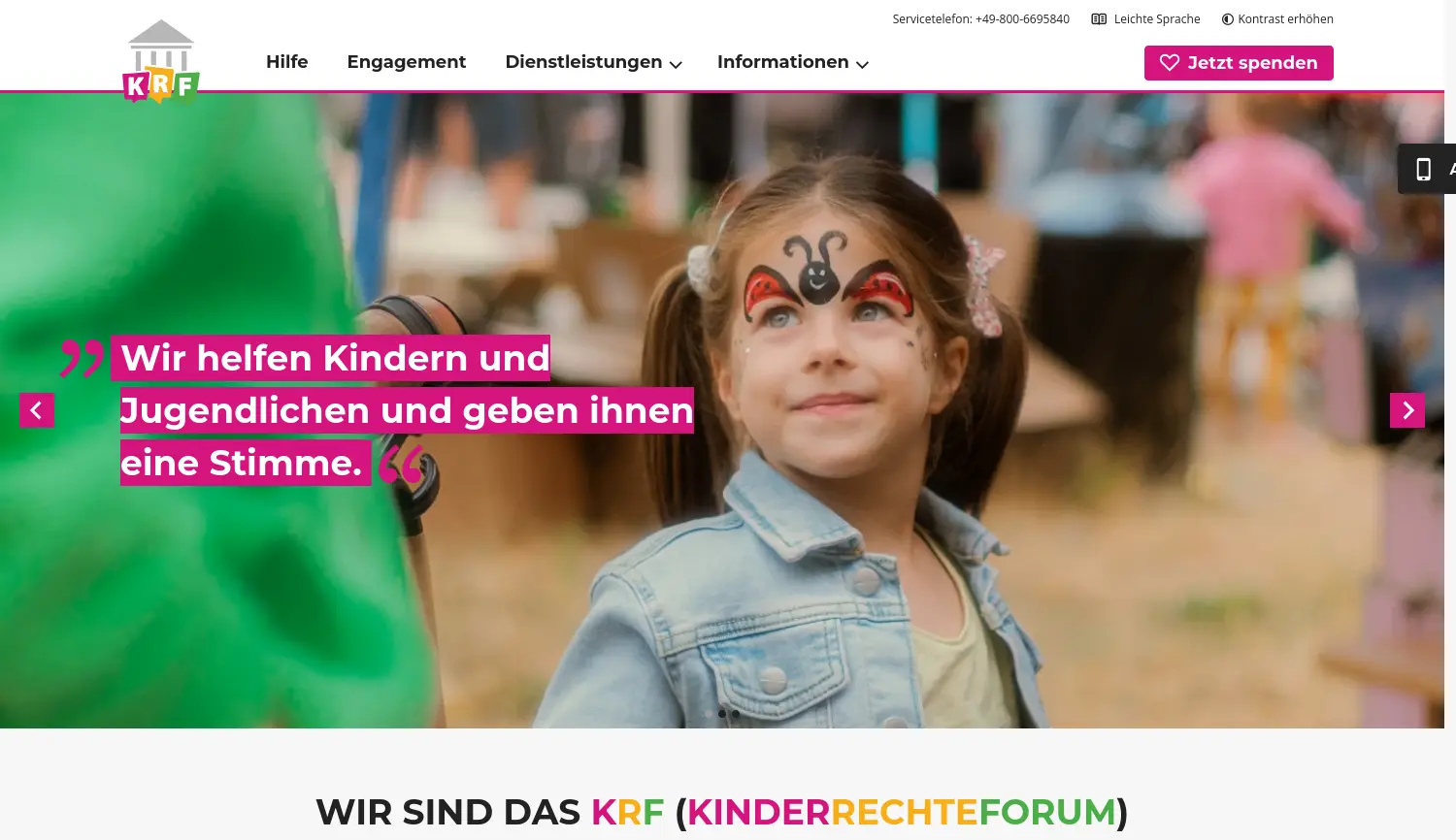 Website der Firma KRF KinderRechteForum gemeinnützige GmbH
