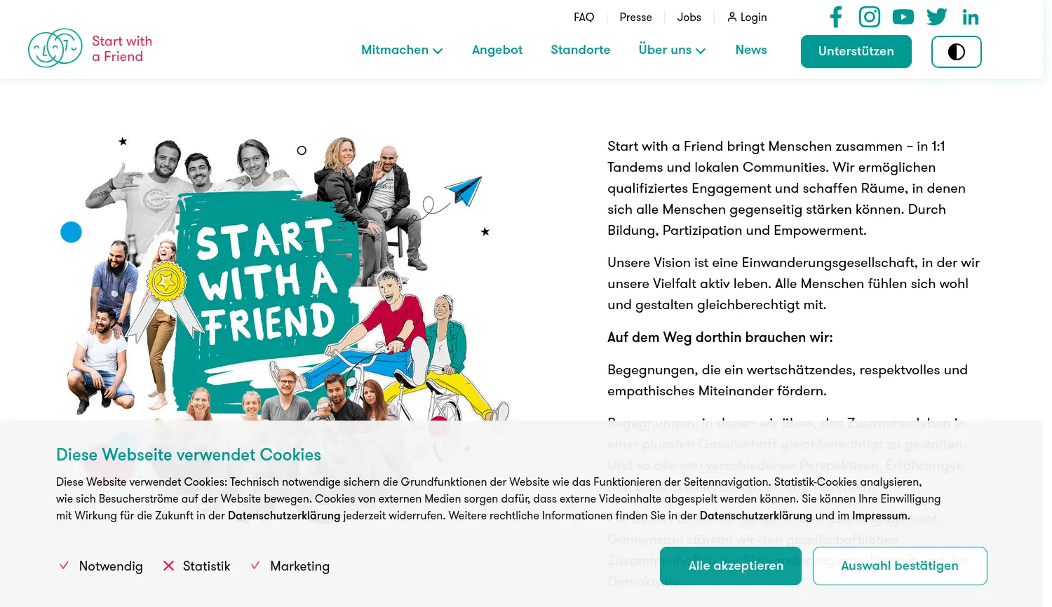 Website der Firma Start with a Friend e.V.