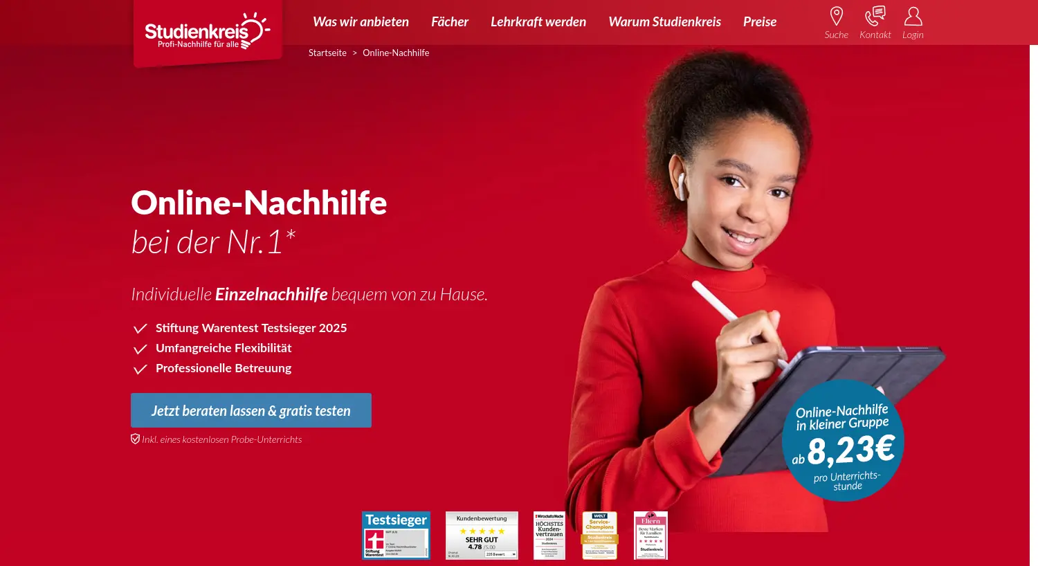 Website der Firma Studienkreis GmbH