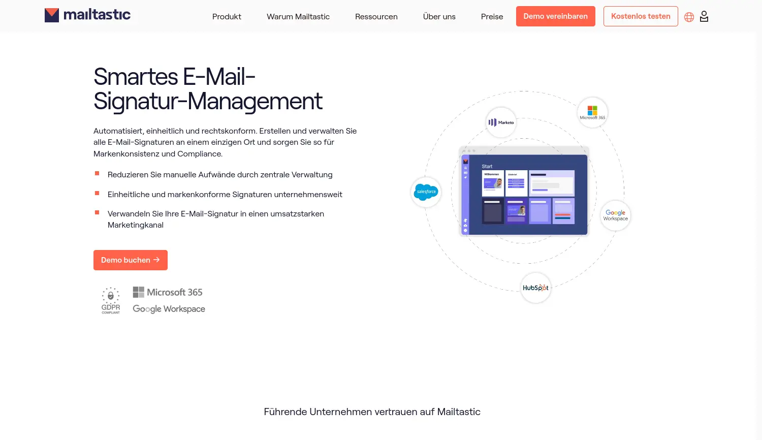 Website der Firma MAILTASTIC GmbH