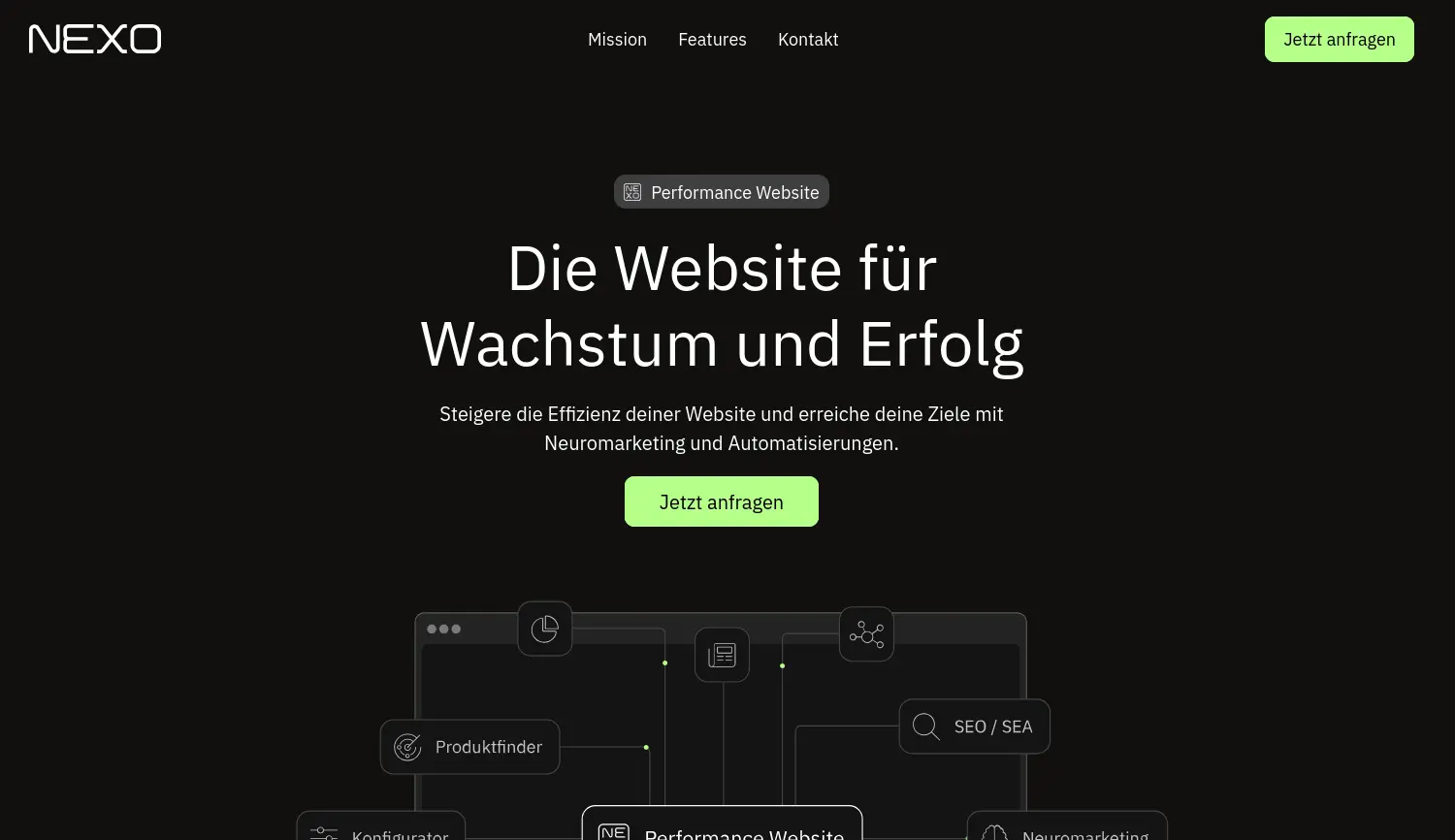 Website der Firma NEXO GmbH
