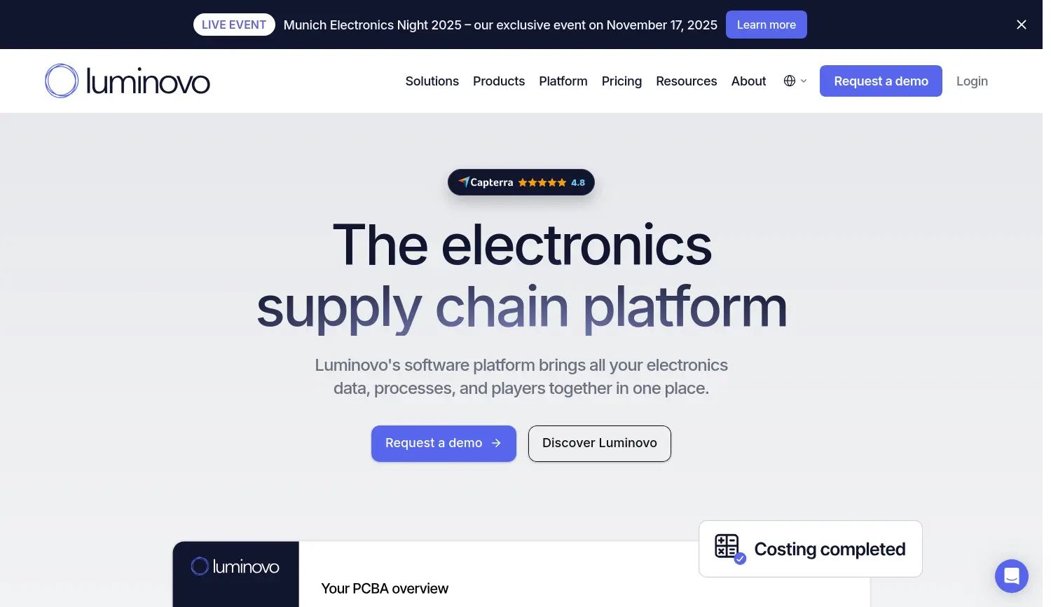Website der Firma Luminovo GmbH