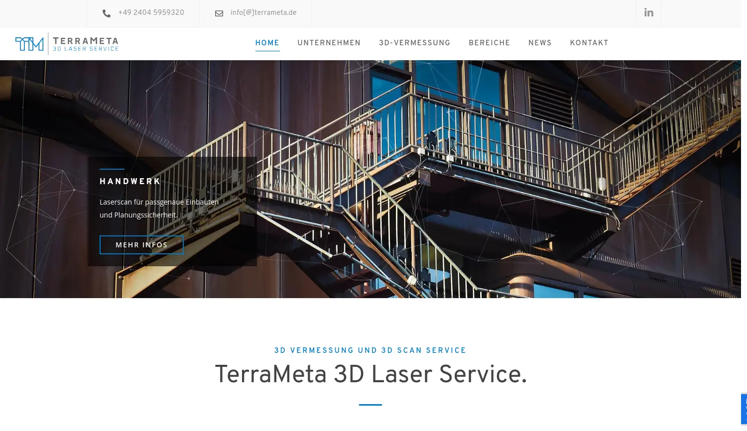 Website der Firma TerraMeta 3D Laser Service