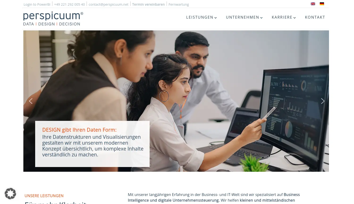 Website der Firma Perspicuum Solutions GmbH