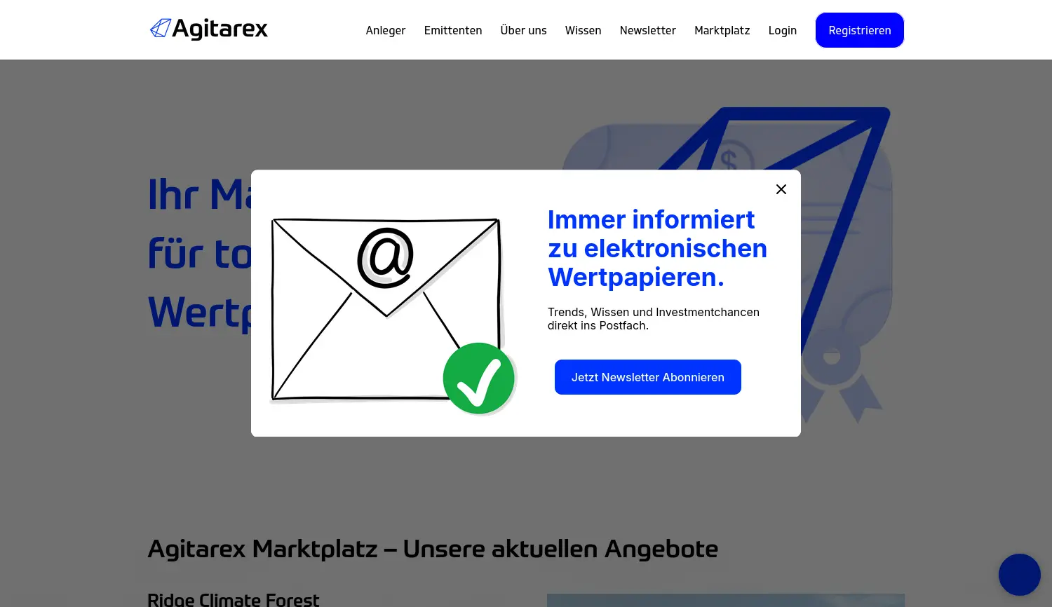 Website der Firma Agitarex GmbH