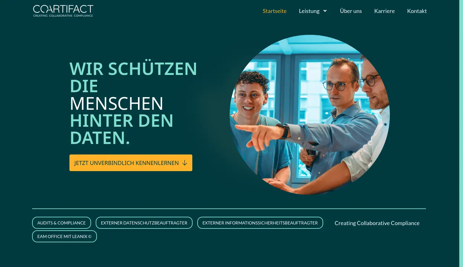 Website der Firma COARTIFACT GmbH