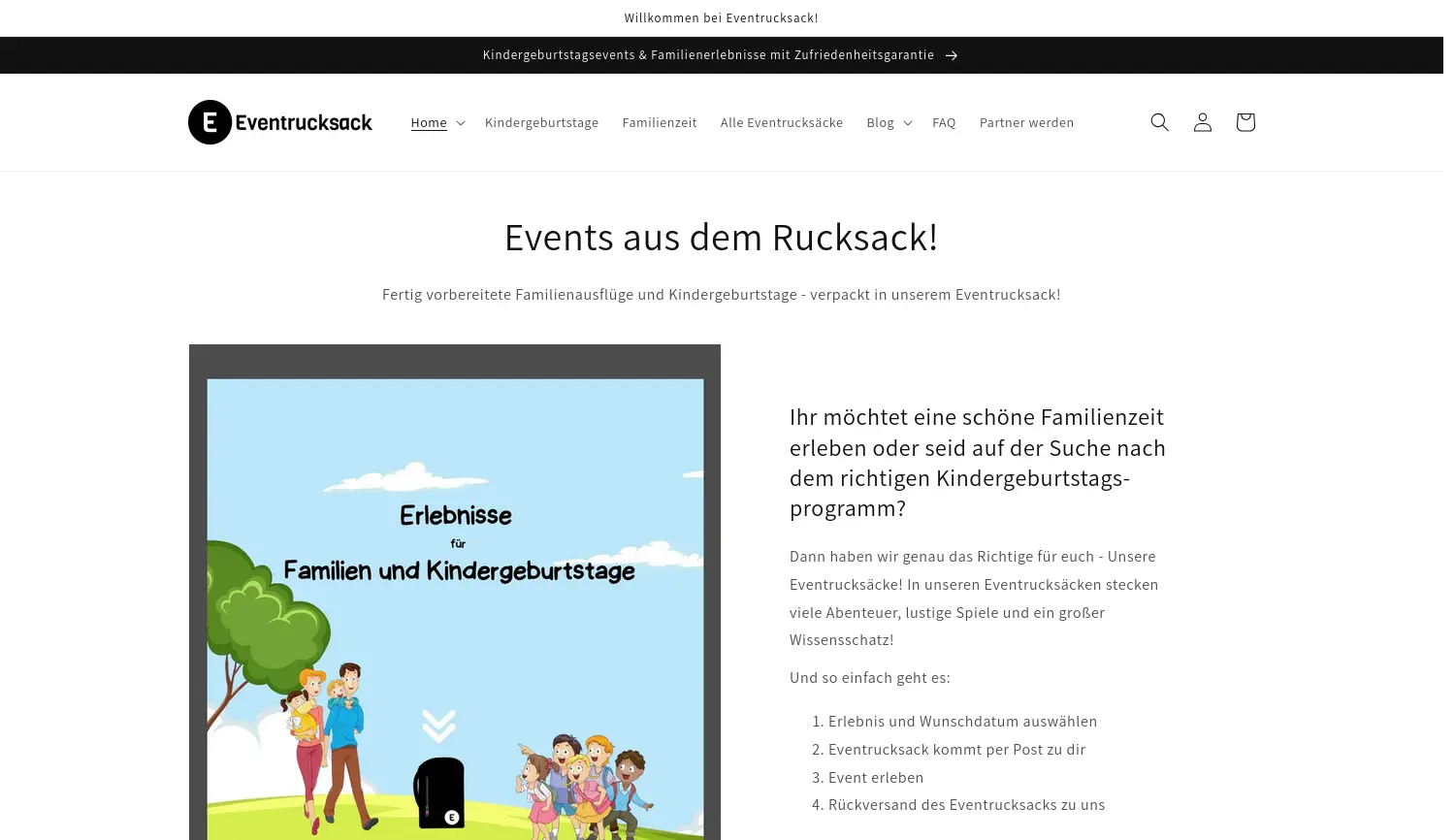 Website der Firma Eventrucksack