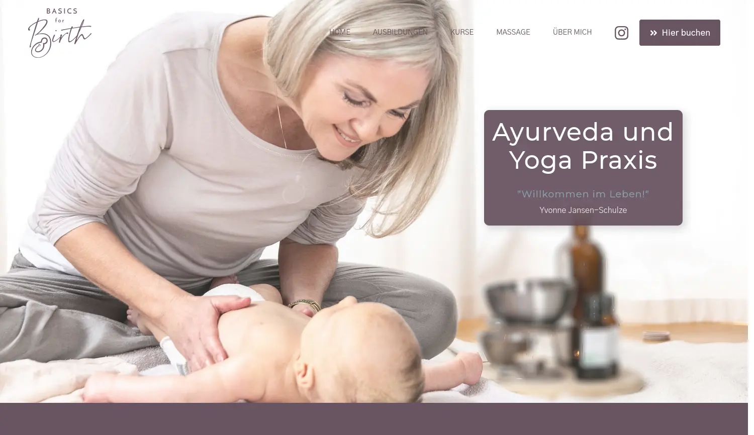 Website der Firma Basics for Birth