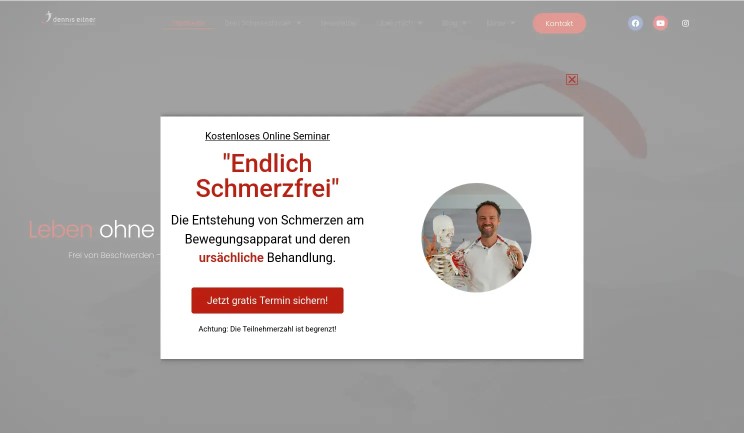 Website der Firma Dennis Eitner Schmerztherapie und Bewegungslehre