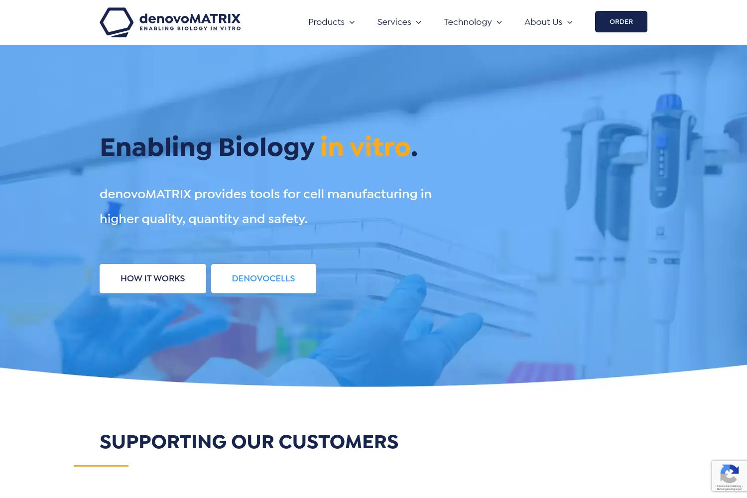 Website der Firma denovoMATRIX GmbH