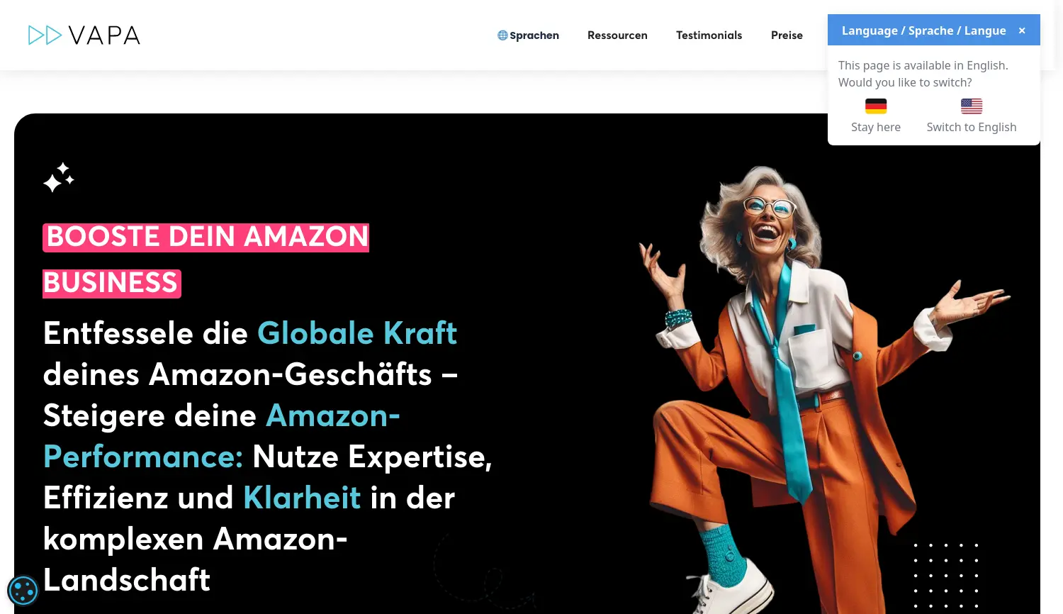 Website der Firma VAPA Technologies GmbH