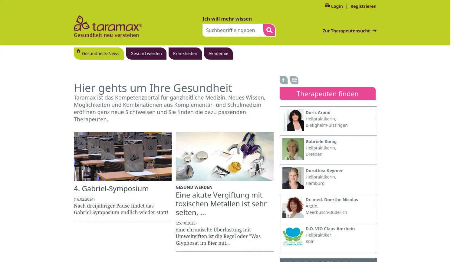Website der Firma Taramax GmbH