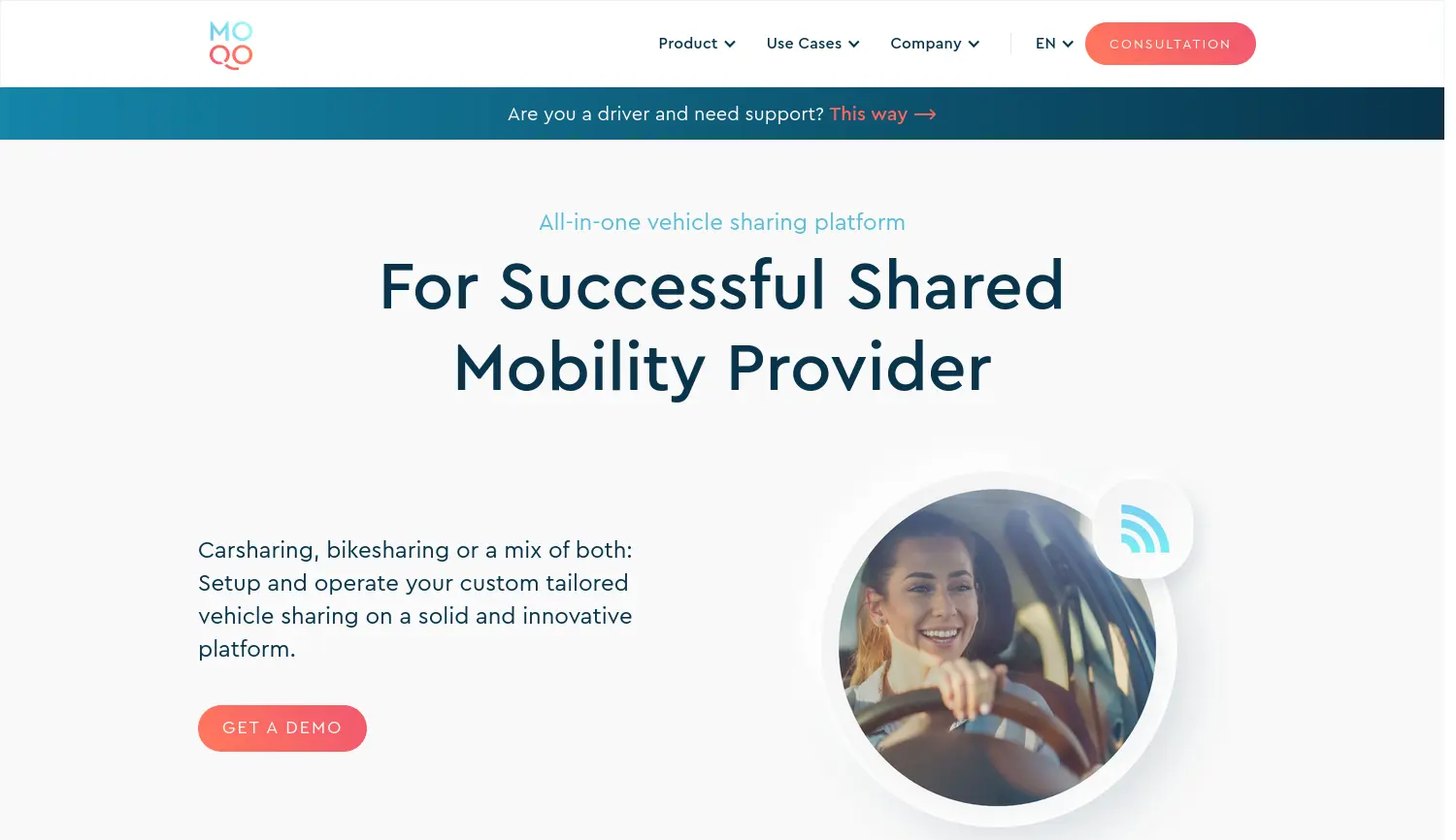 Website der Firma MOQO