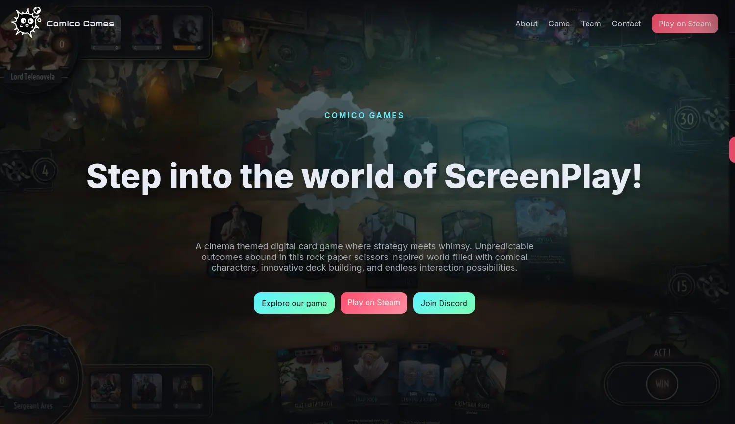 Website der Firma Comico Games