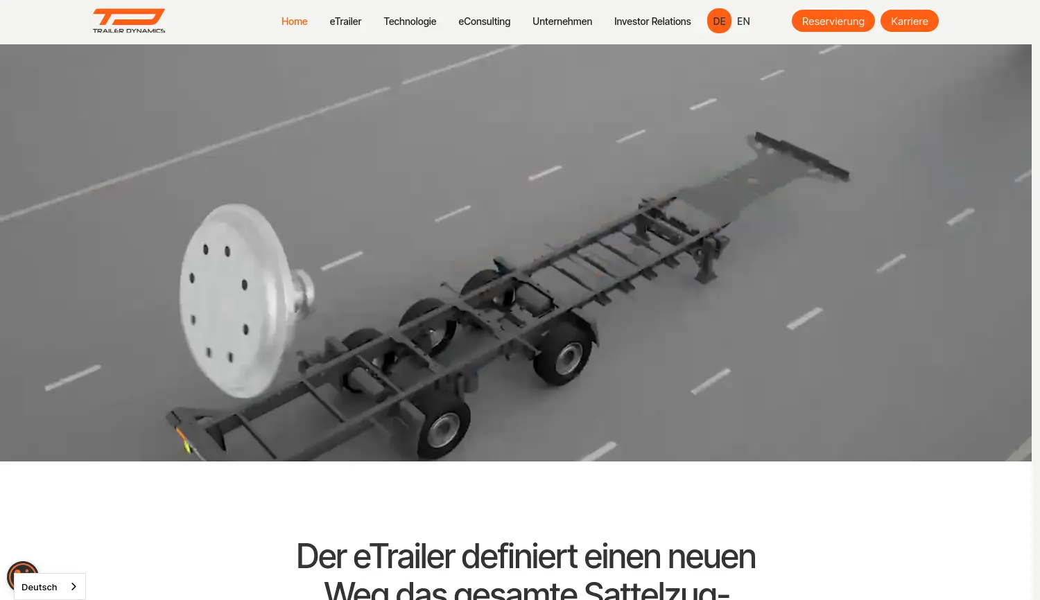 Website der Firma Trailer Dynamics GmbH