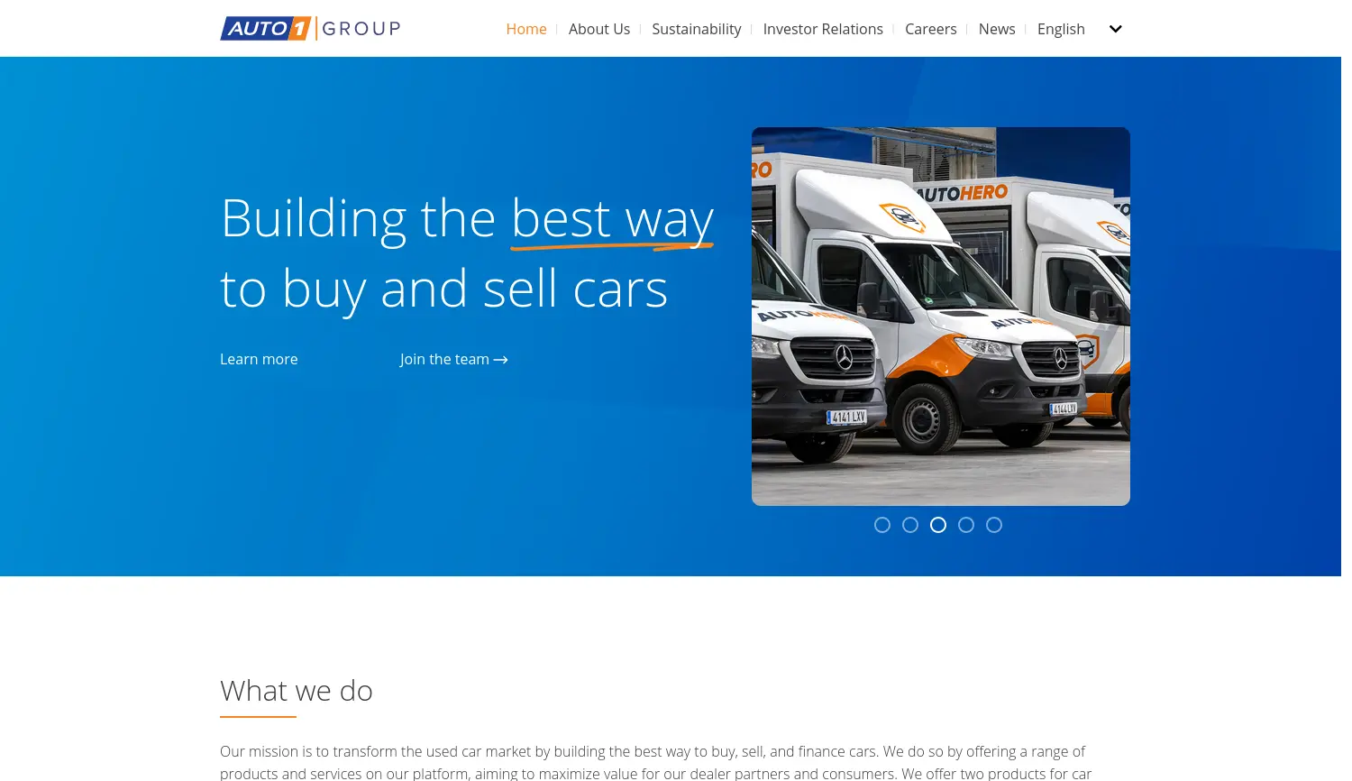 Website der Firma AUTO1 Group