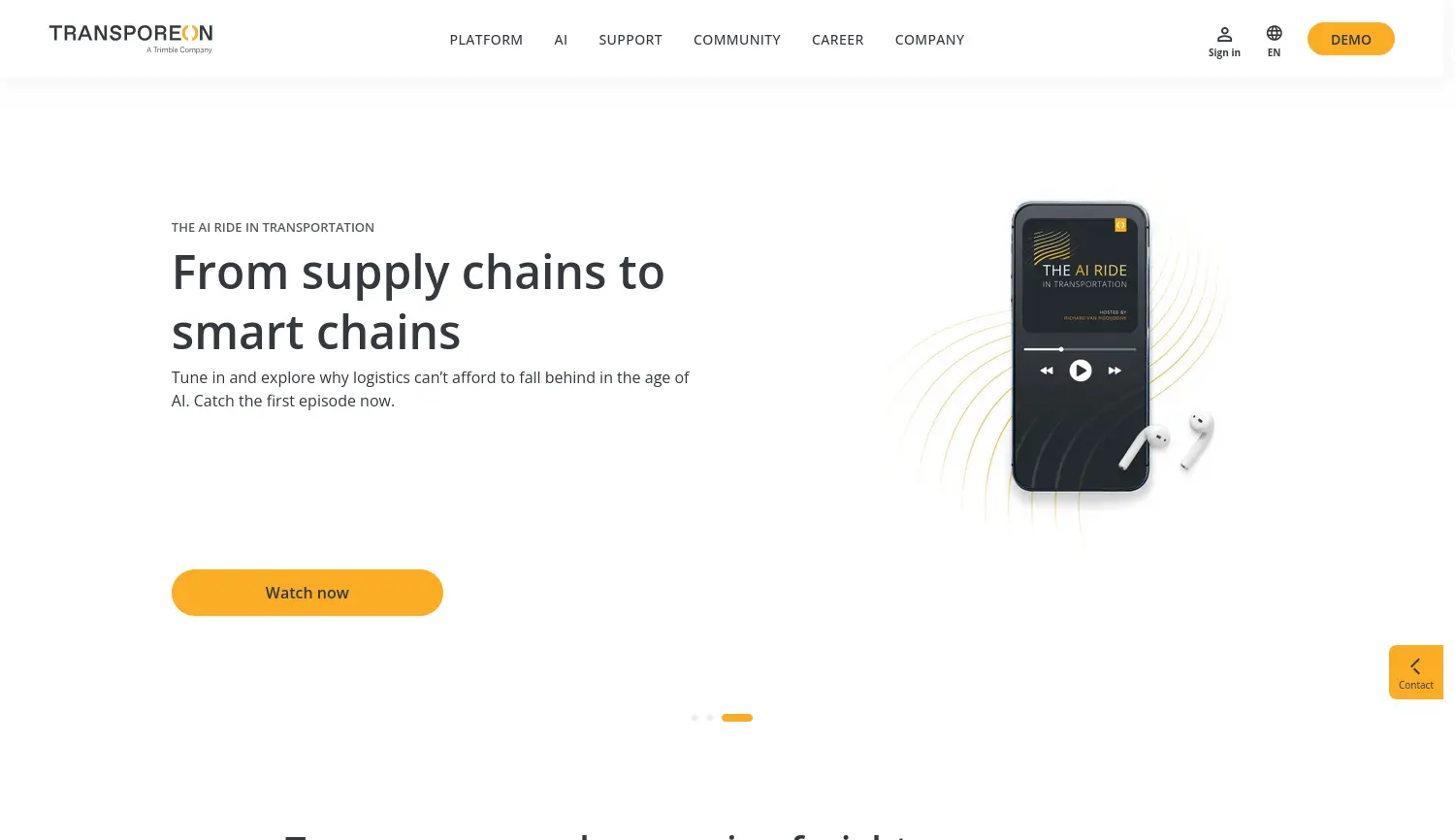 Website der Firma Transporeon GmbH
