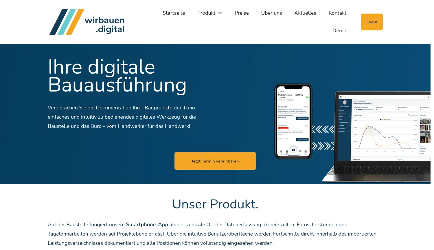 Website der Firma wirbauen.digital GmbH