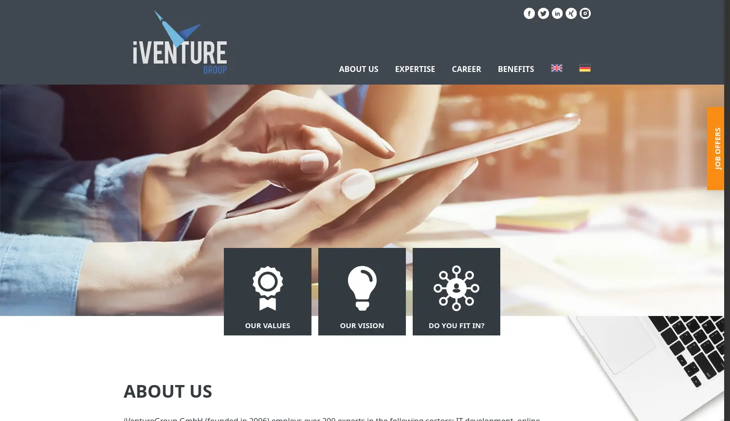 Website der Firma iVentureGroup GmbH