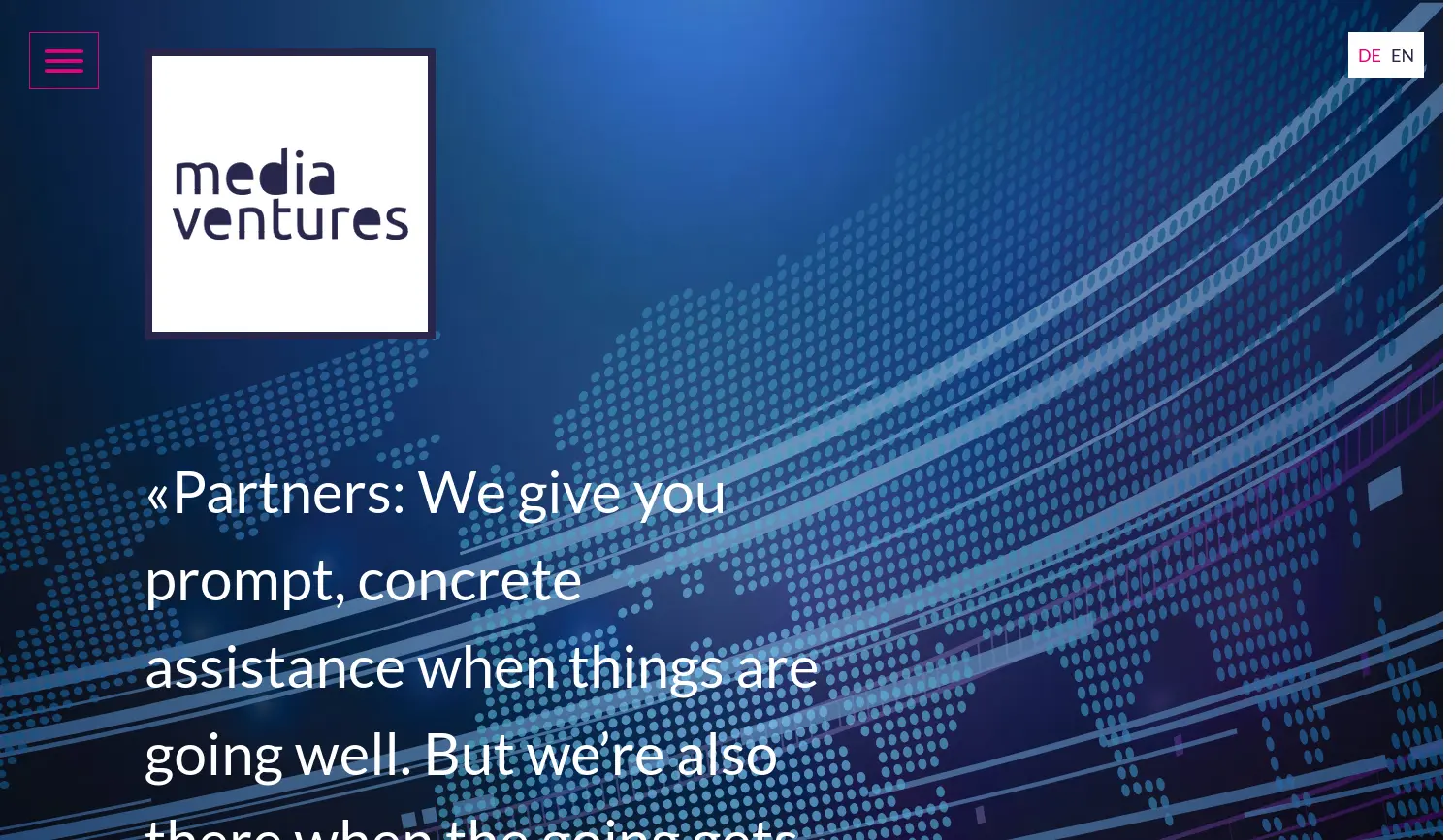 Website der Firma Media Ventures GmbH